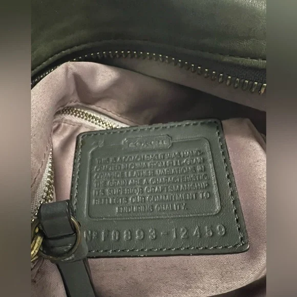 Vintage Y2K Coach Gray Leather Hampton Hobo/Satchel Bag Gold Hardware Turn lock - Picture 10 of 12